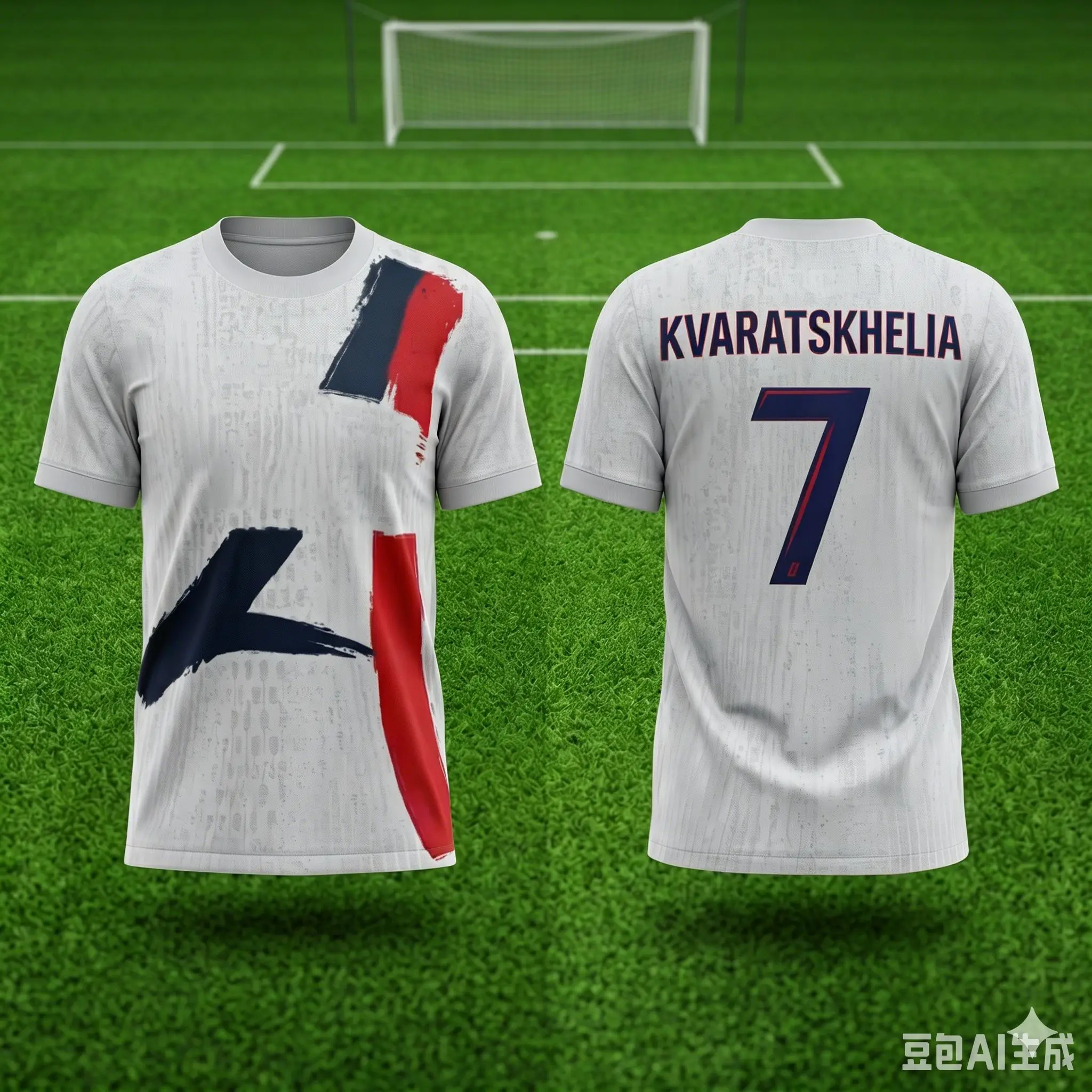 Camiseta de Fútbol PSG para Niños, Edición Jugador, Sin Estampado, Diseño de Pinceladas en Rojo, Azul y Blanco, Transpirable, de Secado Rápido, para Entrenamiento Deportivo