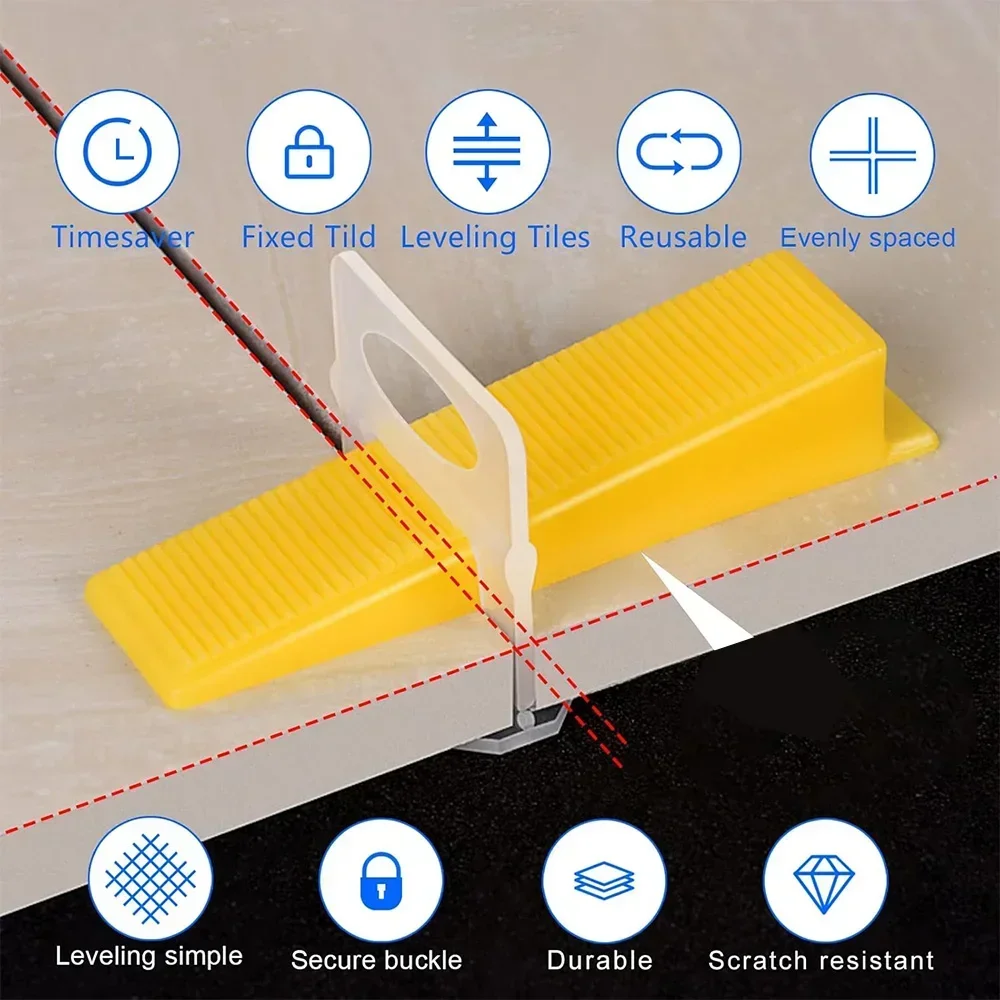 100-1500Pcs Tile Floor Leveling System Clips Tile Spacers Laying Level Spacers Clips 0.35/0.5/1/1.5/2/2.5/3mm Construction Tools