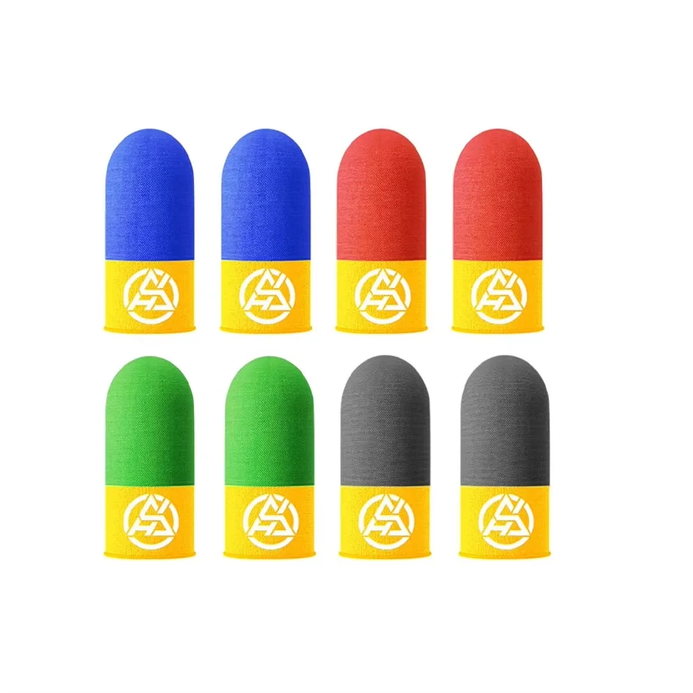 4 Paar Gaming-Fingerhüllen aus Silberfaser, ultradünn, doppelt gespleißt, schweißresistent, atmungsaktiv, rutschfest, Daumenhüllen
