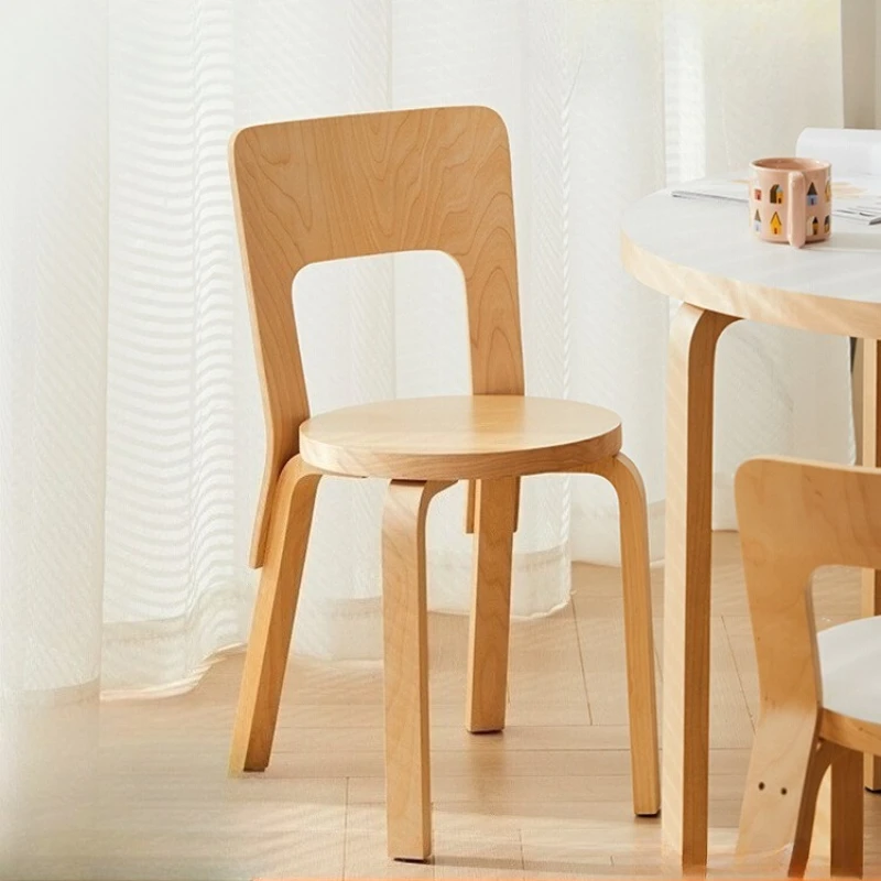 

Nordic Solid Wood Dining Chair Modern Accent Chair for Living Room Designer Backrest Stool Comfortable Single Seat for Home