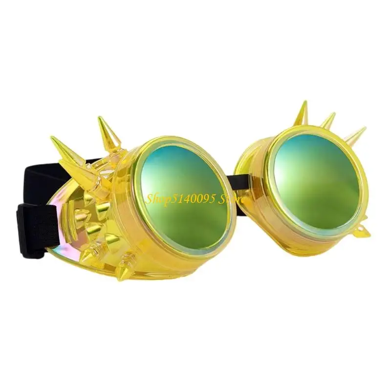 DXAE Retro Styles Fluorescent Steampunk Glasses Rivets Accented Plastic Goggles Adjustable Fit Cosplay Party Eyewear