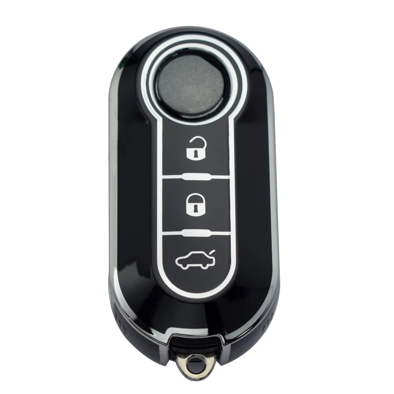 Juste de clé de voiture en TPU pour Fiat, coque de clé à distance pliable, 3 boutons, KrasnoPunto Bravo, 500