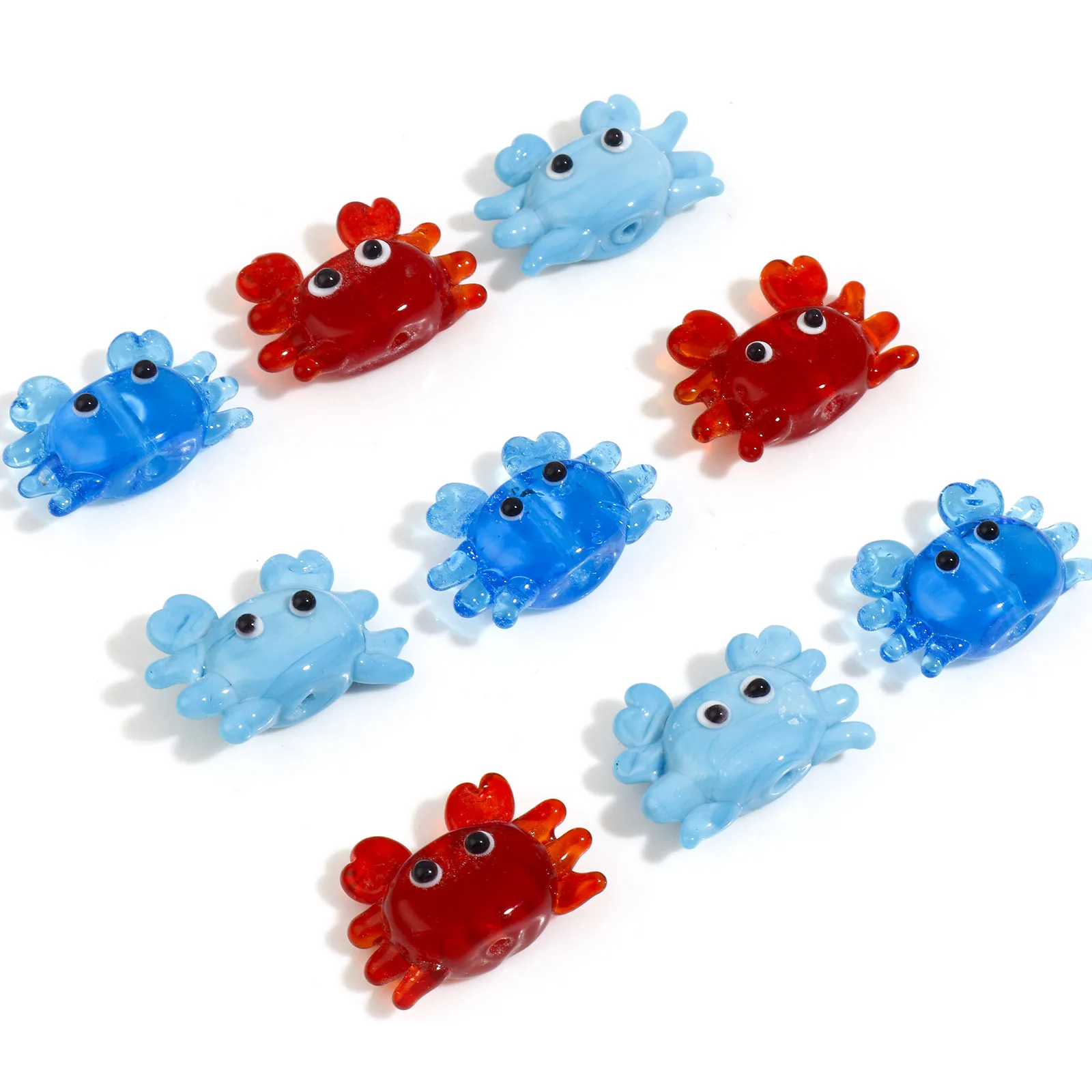 2PCs 3D Lampwork Glass Ocean Jewelry Beads Crab Animal Spacer Beads For DIY Bracelets Neckalce Jewelry Making About 24mm X 17mm