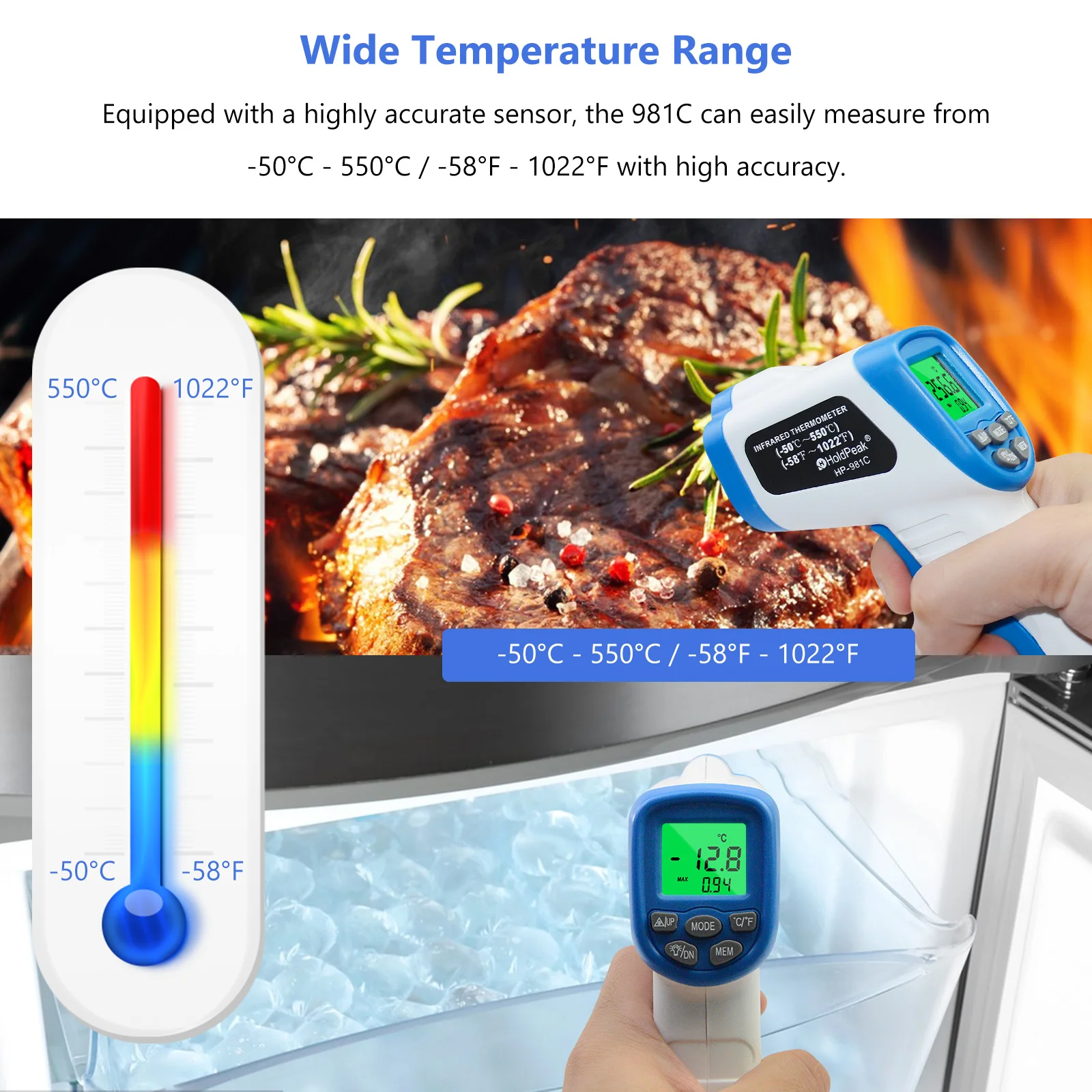 Infrared Thermometer -50℃~550℃ - đánh giá và giá Industrial Laser Thermometer Gun