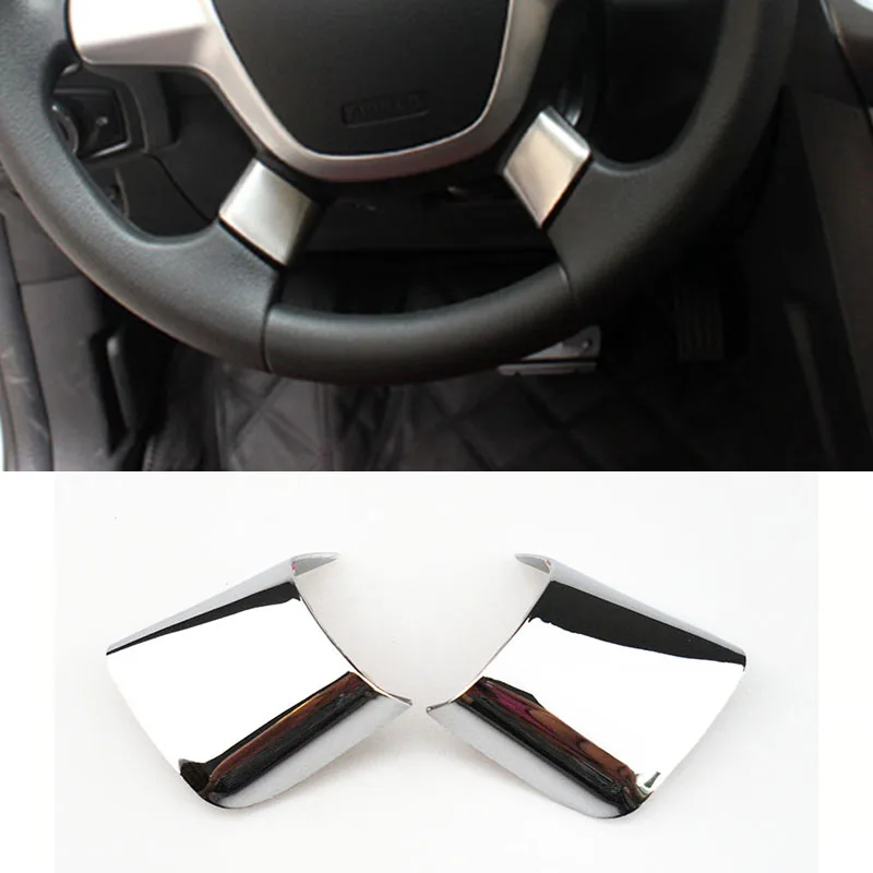 ABS Chrome Steering Wheel Cover Sequin Trim Sticker for Ford Focus 3 Mk3 Kuga Escape 2012 2013 2014 2015 2Pcs/Set