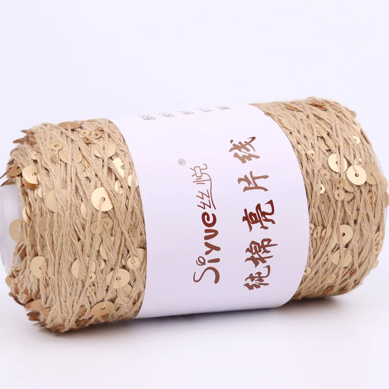 100g 3mm+6mm Sequin Pure Cotton Yarn, Hand Woven DIY Fashion Clothes and Accessories Crochet Thread, Birthday Gift Knitting Yarn