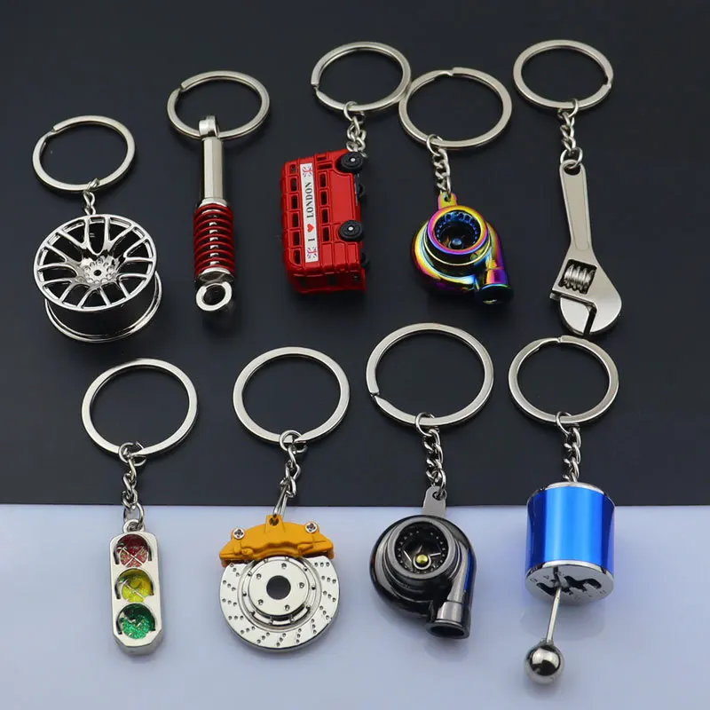 Creative Metal Spare Parts Key Chain Gear Wheel Hub Brake Disc KeyChain Shock Absorber Car Promotioncar Best Gift keychain K6300