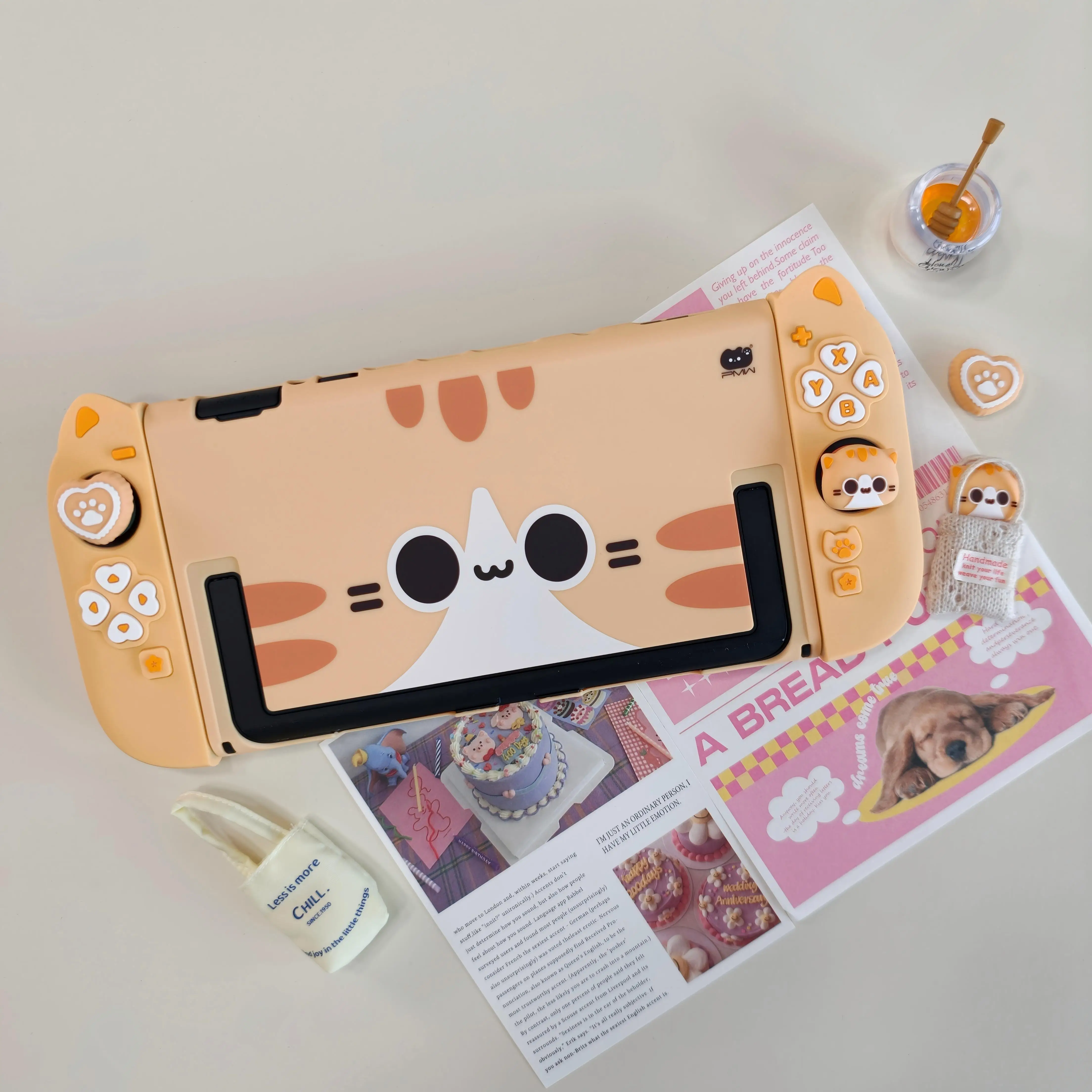 Cute Cat Pattern Protective Case For Switch 2 Ns2 Silicone Pc Material Cute Gaming Console Cover With Thumb Joystick Caps