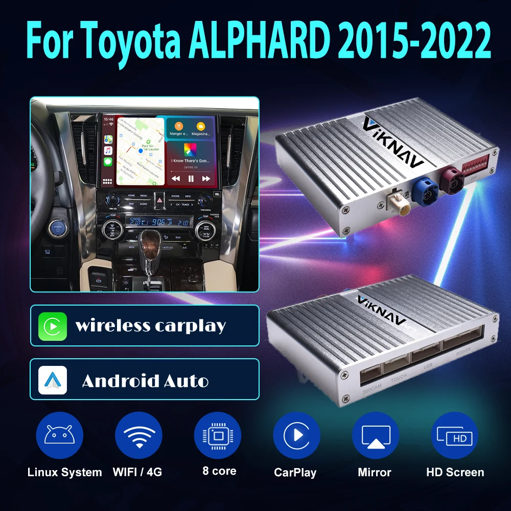 Mirror Link Decoder Box For Toyota Alphard 2015-2022 Wireless Carplay  Android Auto Linux Interface Air Play Head Unit