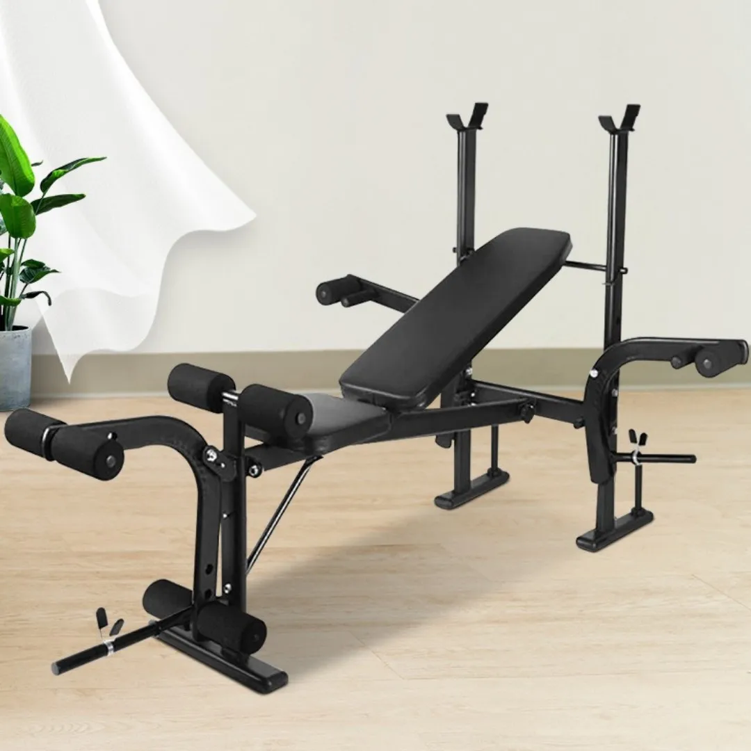 Adjustable Weight Bench Matching Dumbbell Barbell Set & Squat Rack Home Trainer