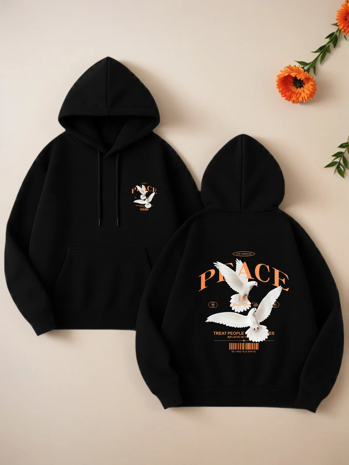 Sudadera con capucha gráfica para mujer, estampado de paloma de la paz, estética informal, tela suave, uso diario informal, para hombres jóvenes