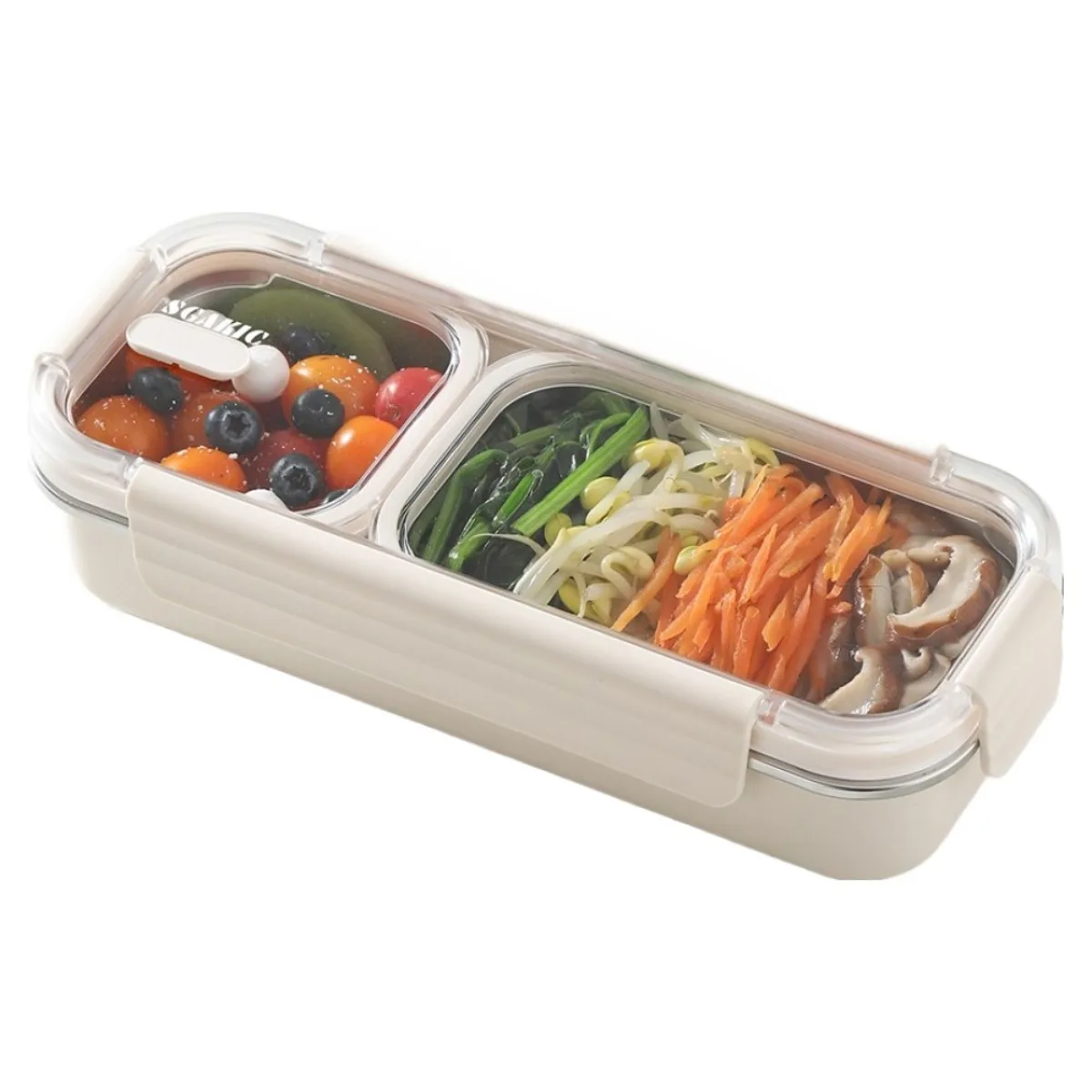 Portable 304 Stainless Steel 2 / 3-Compartment Light Meal Bento Box Office Workers Portion-Controlled Fruits Snack Lunch Box