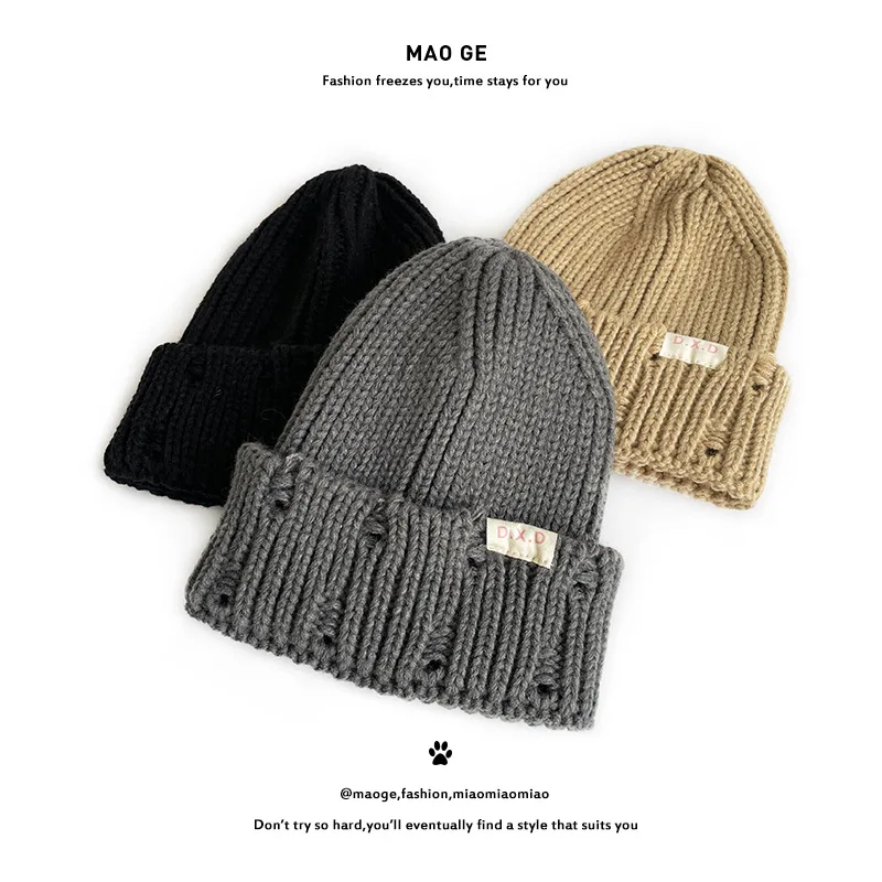 Kids Knitted Hats New Children\'s Hat Autumn Winter Fashion Letter Pullover Caps for Boys Girls Baby Woolen Hat Warm Accessories