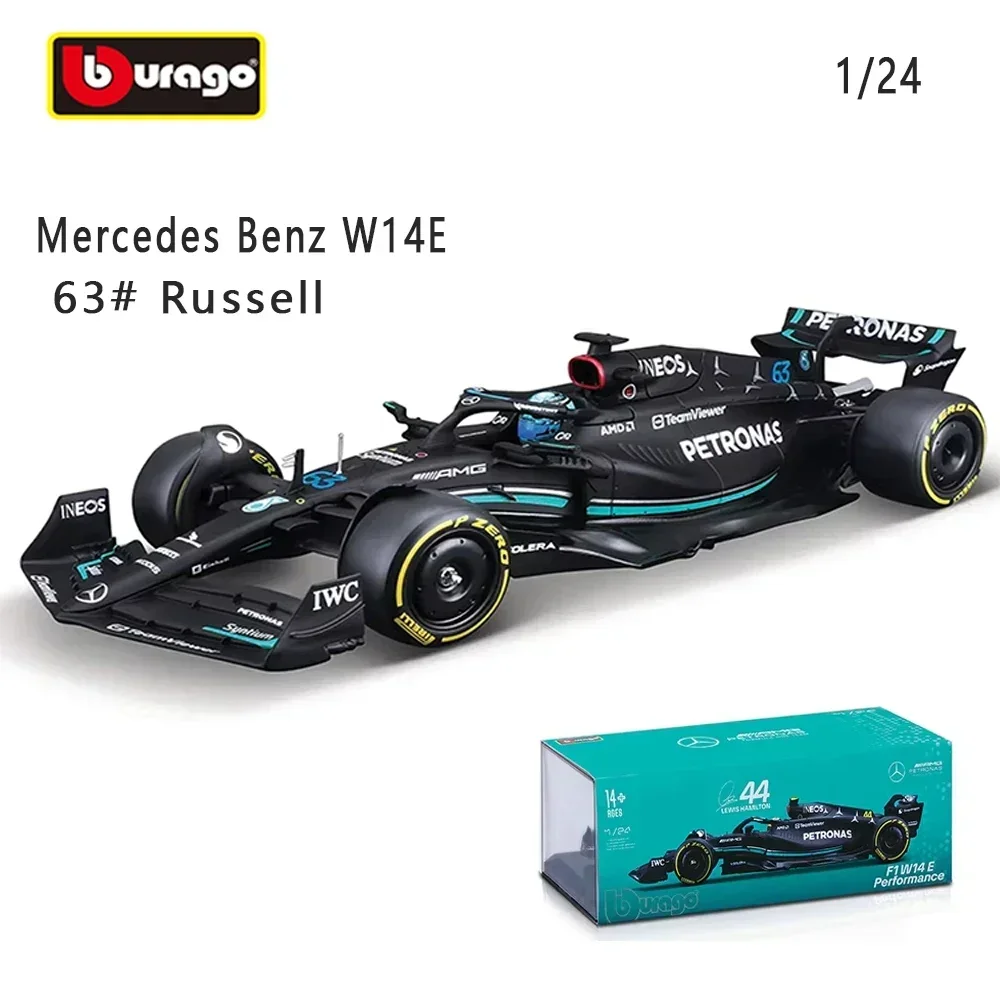 Bburago 1:24 W14 2023 44 #   Equipe Hamilton Mercedes-Amg Petronas F1 # 63 Veículos de competição modelo de carro fundido em liga Russell