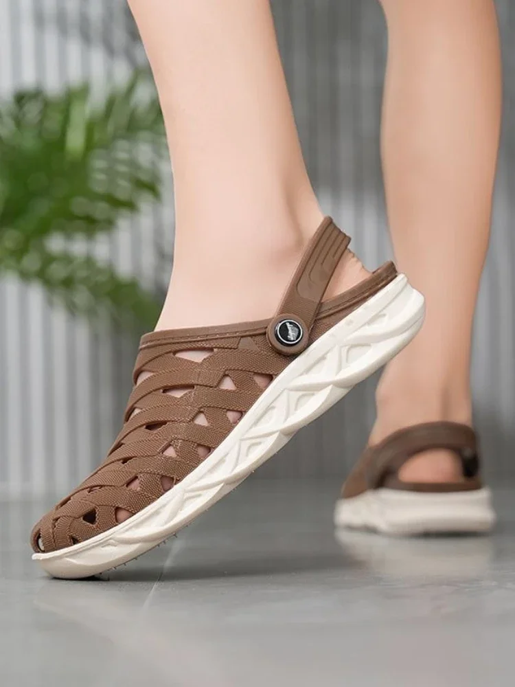 

Мужские сандалии на плоской подошве, пляжные, с открытым носком, нескользящие, номер 41, оптовая продажа, ПВХ, в продаже 39, распродажа босиком, оригинальная повседневная мужская обувь