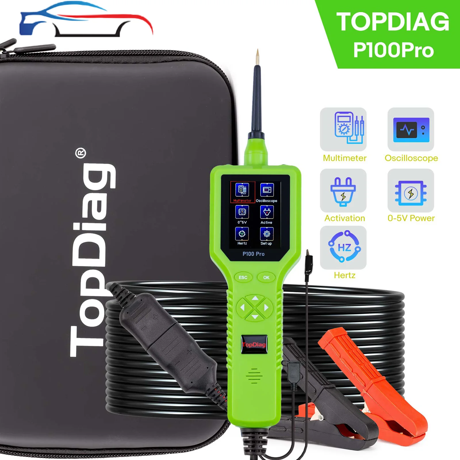 TOPDIAG P100Pro Electrical System Diagnostics Tool Diagnose Circuit Issues for Cars, Trucks, SUV, Motorcycles, Boats, Excavators