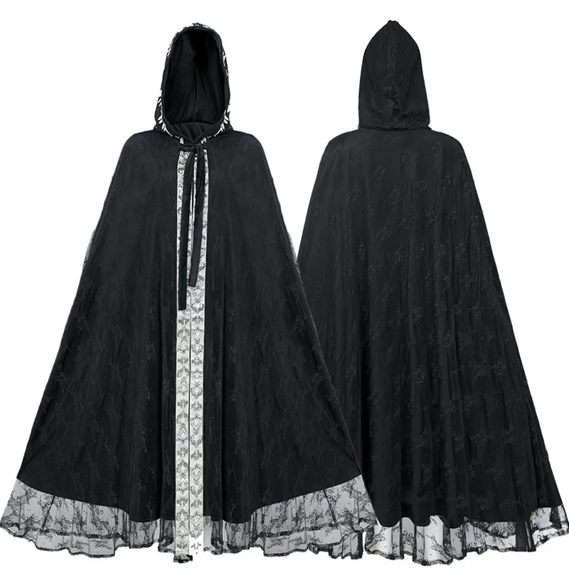 Gotycki Średniowieczny Kostium z Kapturem, Szpachelka, Scena, Halloween, Wi oulder Wrap, Damska Odzież Etniczna, Strój Sceniczny