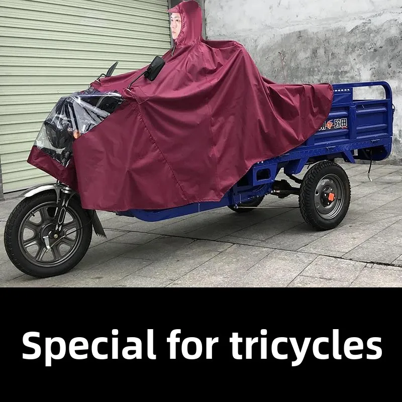 

Thiened Long Motorcycle Raincoat for Men ly Tee-Wheel Vehicle Driving Rainproof Full-Body Bicycle Cover