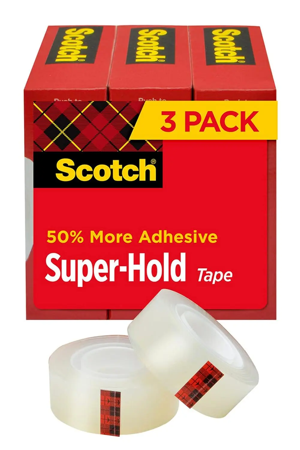 

Clear Tape with Strong Bond, 3 Rolls, 50% More Adhesive for Plastic Metal Cardboard, 3/4 x 1000 Inches