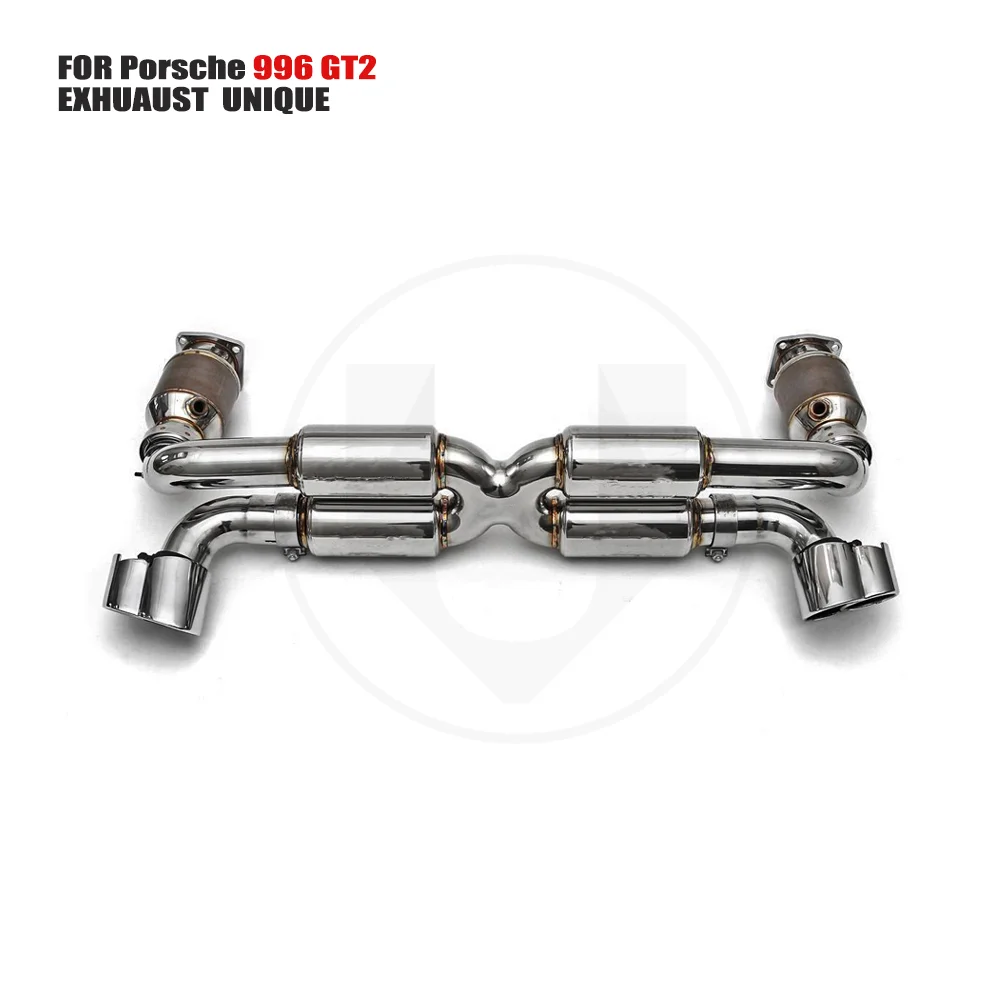 UNIQUE Stainless Steel Exhaust System Performance Catback for Porsche 996 GT2  Catless Downpipe With Heat Shield