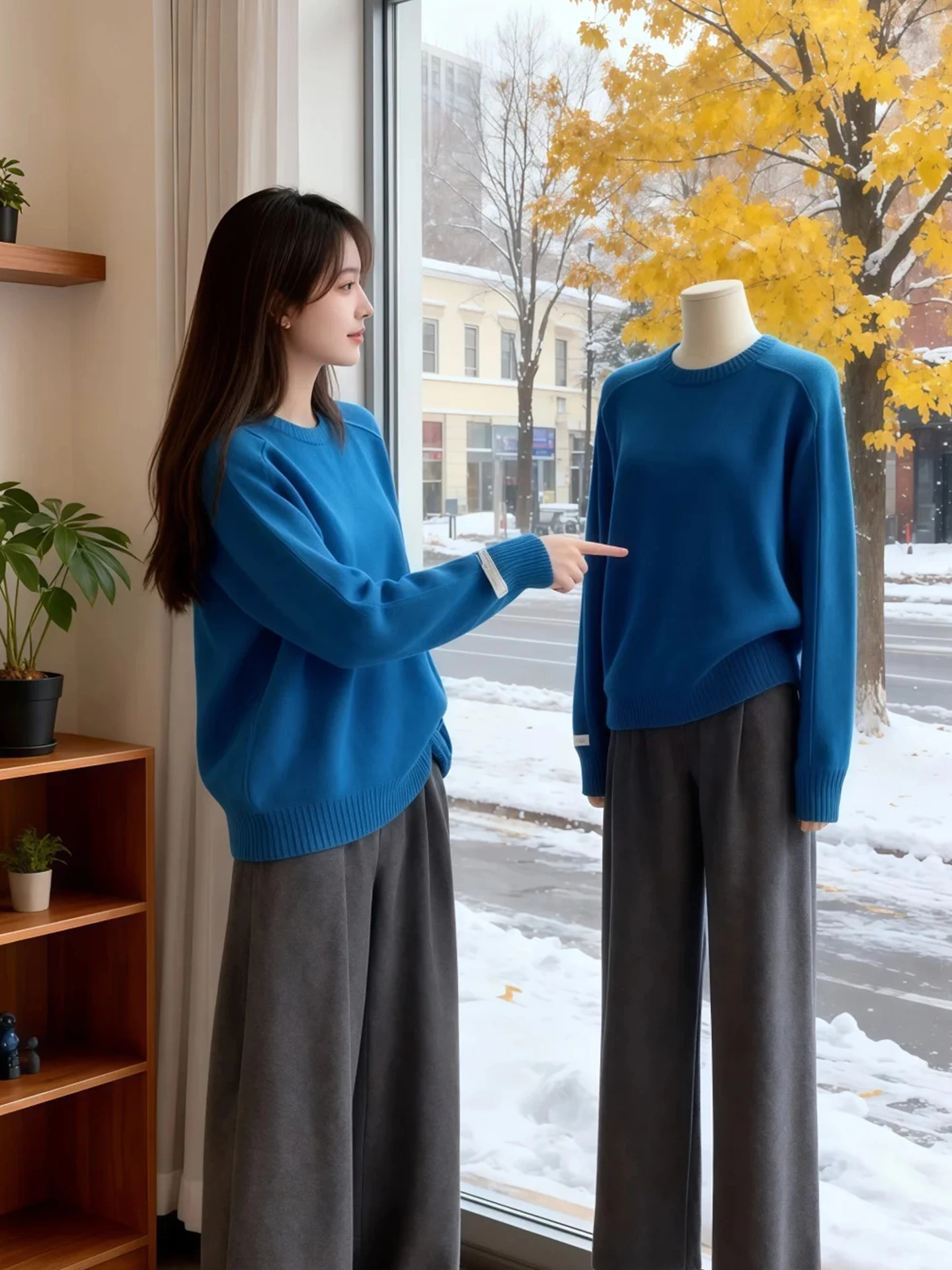 

Loose Long Sve round Ne Knitwear Color Women's Faionable Winter Top Comfortable Korean Sle Commute Wind