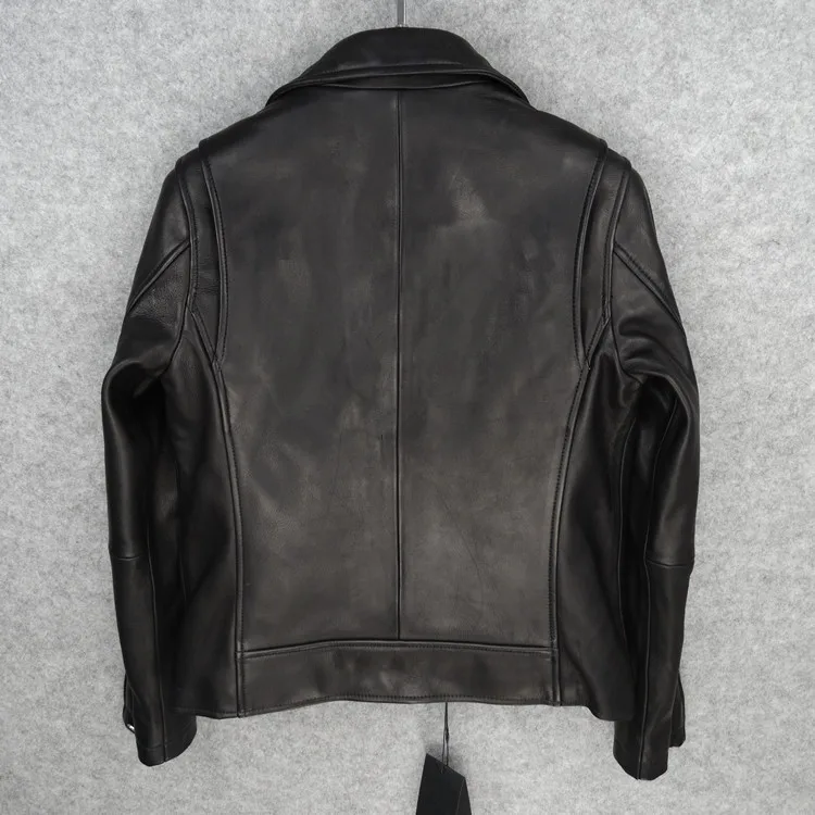 Jaet da motociclista in vera pelle da donna Strato superiore in pelle elettronica Hardware Faionable Commute Sle Long Sve Zipper asimmetrico