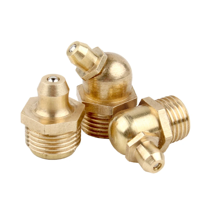 M6 M8 M10 M12 M14 M16 Brass  Zerk Nipple Copper Oil Mouth Thread Straight 45 90 Degree Universal Joint Grease Gun Nozzles