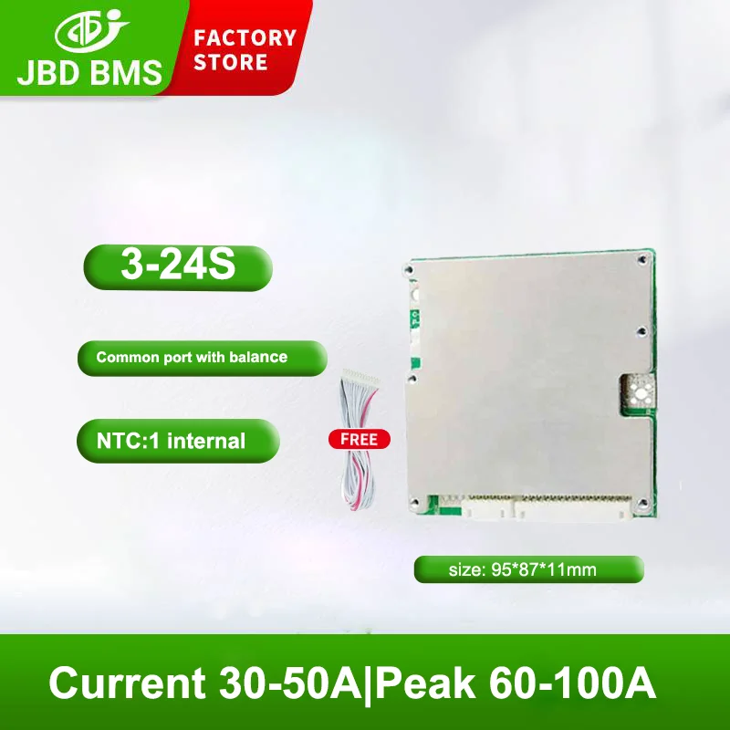 JBD BMS 14S 16S 20S 24S BMS 48V 60V 72V 30A 40A 50A نفس ميناء التوازن درجة الحرارة الاستشعار Lifepo4 بطارية ليثيوم PCB لوح حماية #1