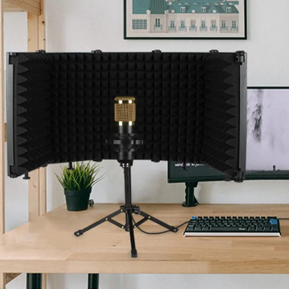 5-панельный микрофон, складной изолирующий экран, впитывающая пена высокой плотности, профессиональный микрофонный экран