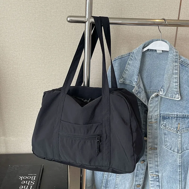 

Нейлоновая легкая сумка большой вместимости в корейском стиле, повседневная сумка для фитнеса, дорожная сумка на молнии, сумка через плечо, мужская и женская дорожная сумка-тоут, новинка