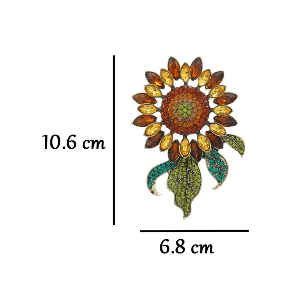 Retro Oil Painting Style Sunflower Brooch Contrast Gradient Sunflower Brooch Sweater Cardigan Collar Decorative Pin on Clothing