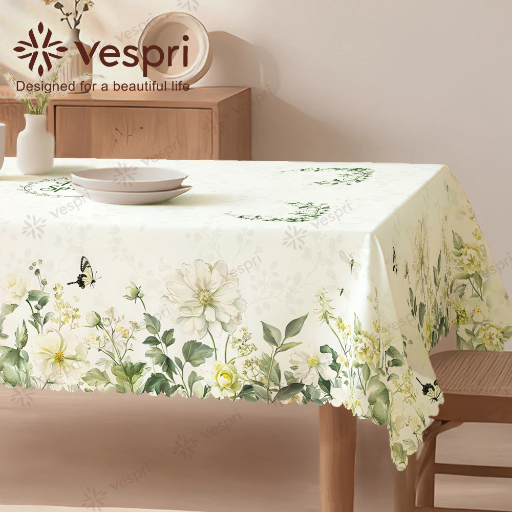 Floral Tablecloth with Butterflies, Foliage, Sunflowers for Indoor/Outdoor Camping decor, Rectangular/Round/Oval