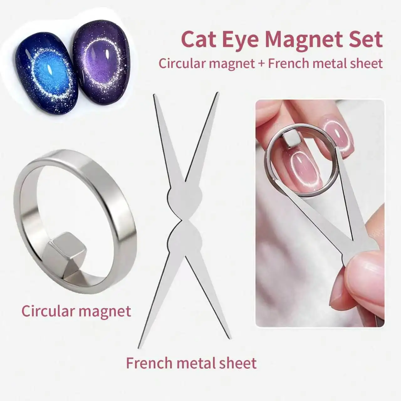 Upgrade Cat Eye Nail Art Magnet Set, Professional Magnetic Tool for Hollow, French, Glass Bead, Beginner Friendly