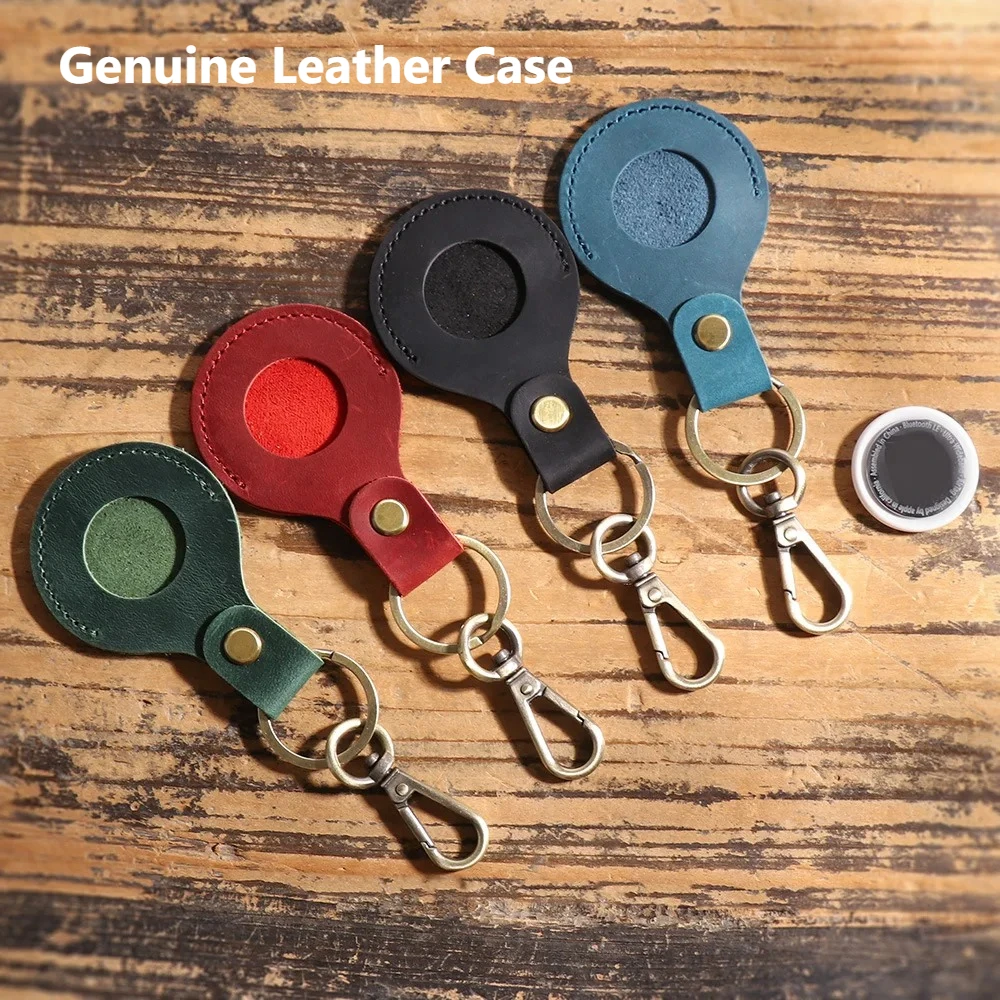 Funda de Cuero Genuino para Airtag, Cubierta Protectora para Localizador Apple Airtag, Llavero Antipérdida de Cuero para Airtags