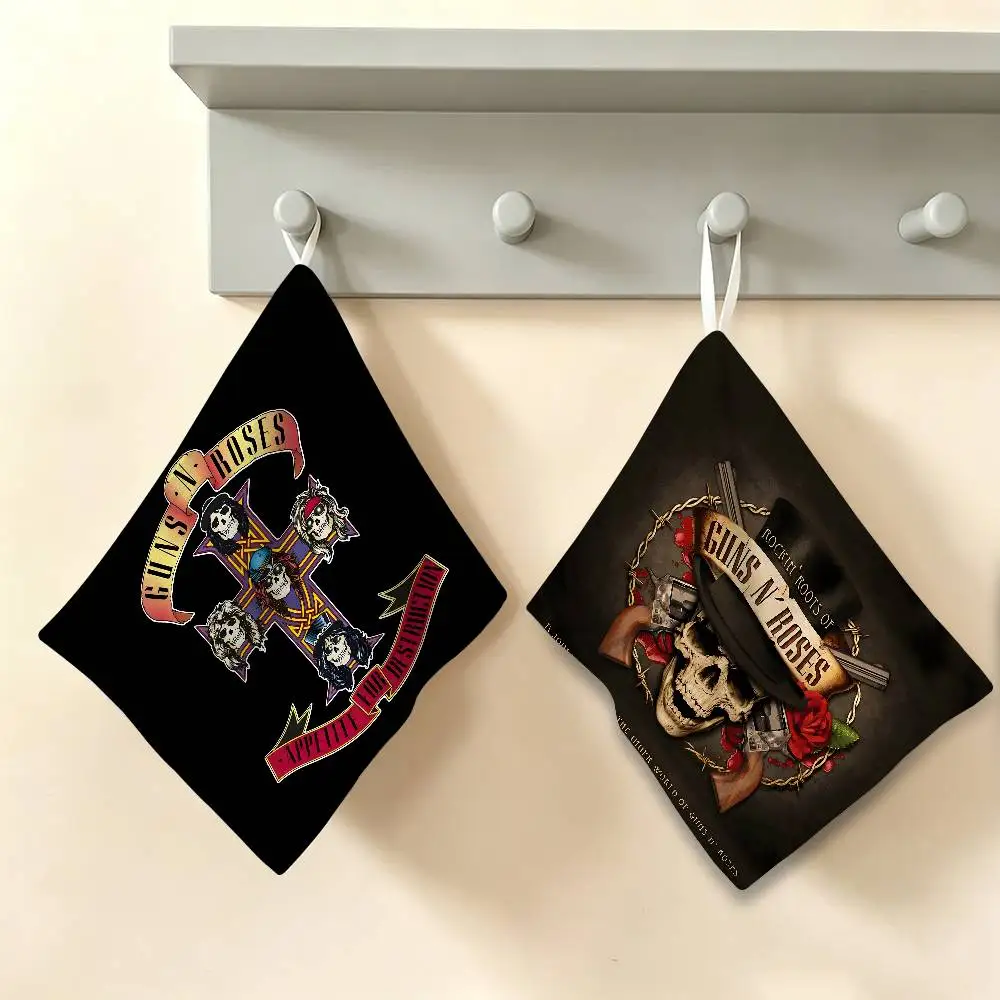Rock Music Band G-Guns N R-Roses Hanging Design Hand Wiping Towel, Polyester Cotton Fabric, Universal for Bathroom Kitchen