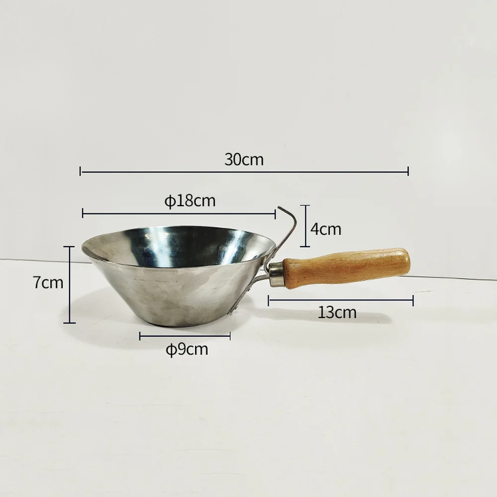 Stainless Steel Cement Mixing Bowl 30 cm x 18 cm x 7 cm Heavy-Duty with Solid Wood Handle for Construction Use
