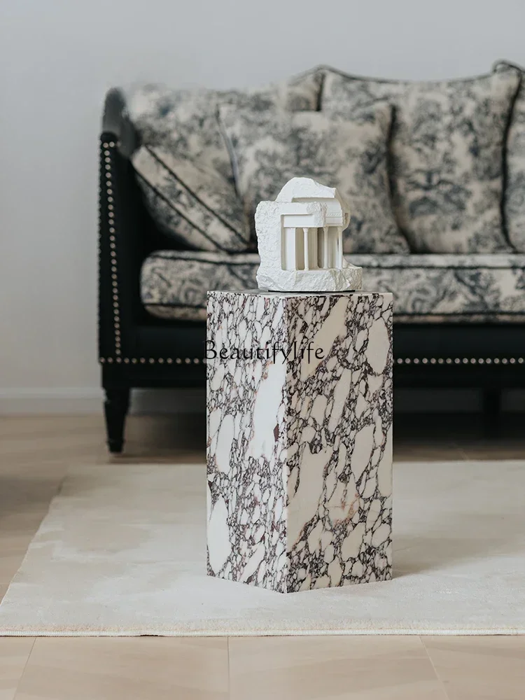 

09Marble Side Table Stone Booth Italian Modern Living Room French Simplicity