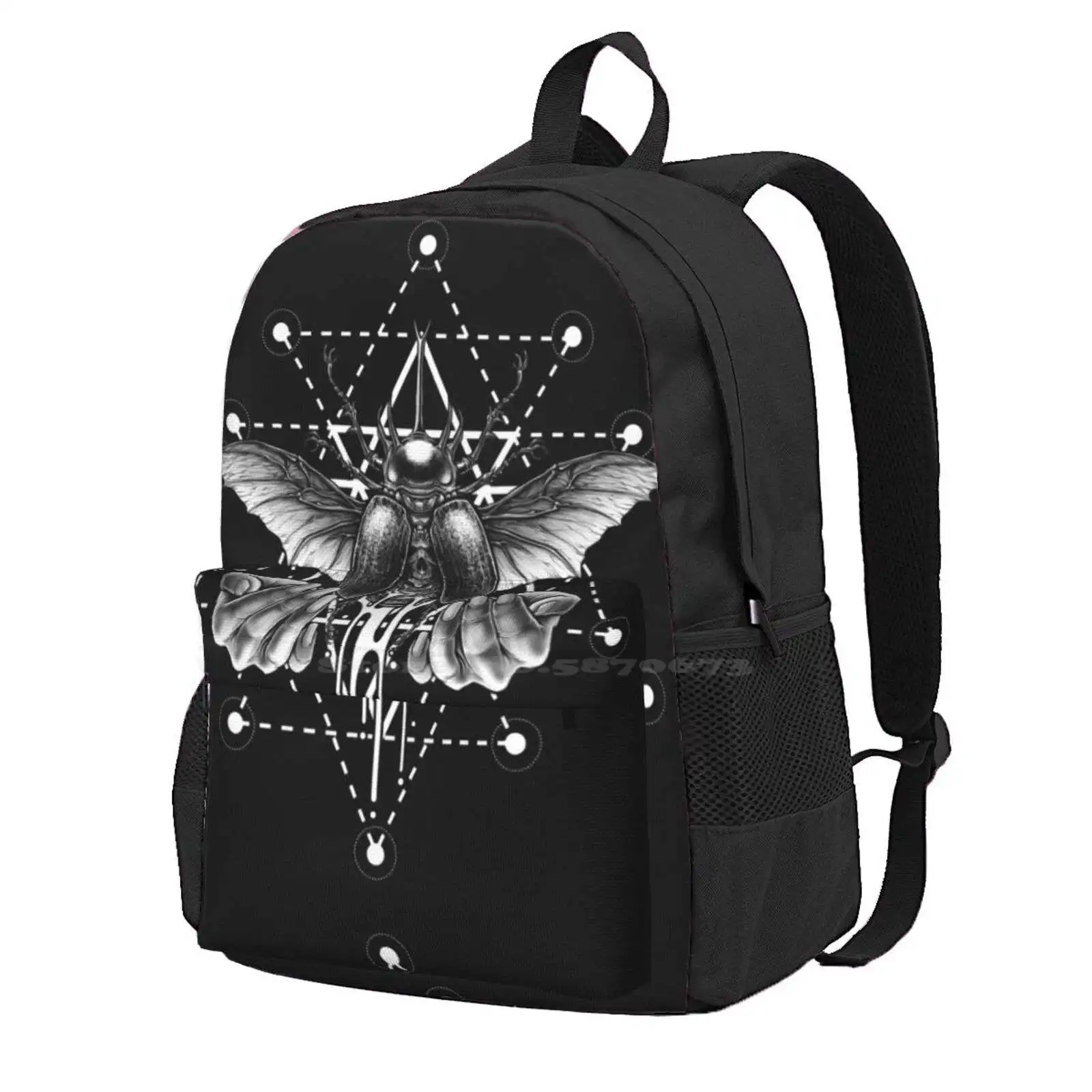 

Curse Of The Mystical Stag Beetle Hot Sale Schoolbag Backpack Fashion Bags Tattoo Witch Magic Occult Gothic Sacred Geometry