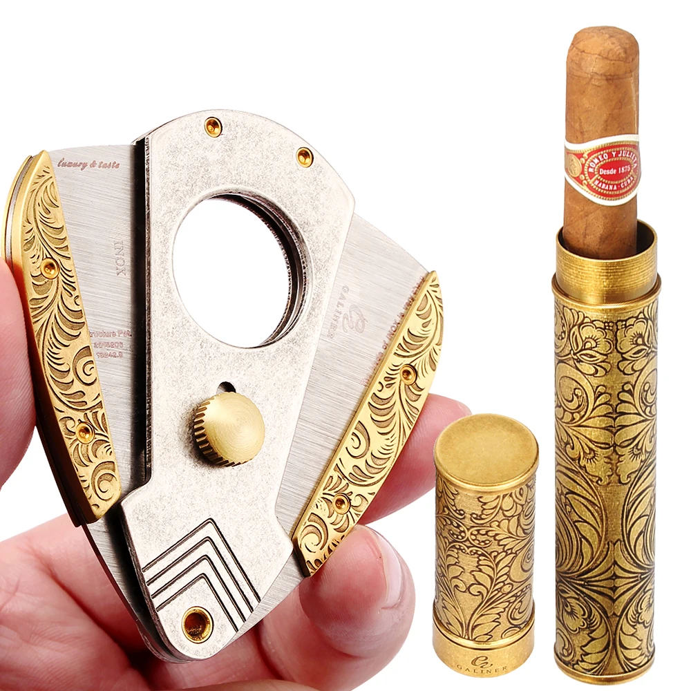 

GALINER Metal Cigar Tube Jar Travel Portable Sharp Blade Cigar Cutter Guillotine Straight Cut Cigar Accessories