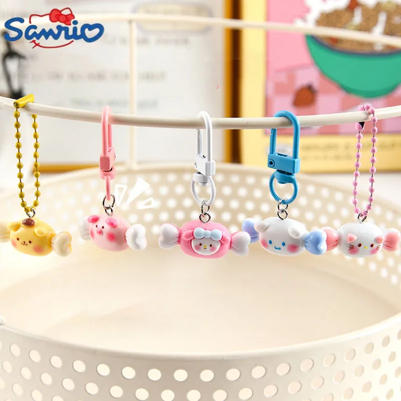 Sanrio Candy Hello Kitty Keychain Anime Kuromi My Melody Model Pendant Keyring Cute Cinnamoroll Pochacco Children Toys Keychains