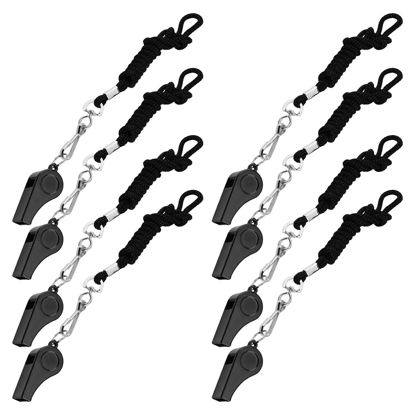 8Pcs Metal Portable Metal Whistle For Outdoor Sports Camper Black Survival Lanyards Safety Emergency Supplies Loud view 5