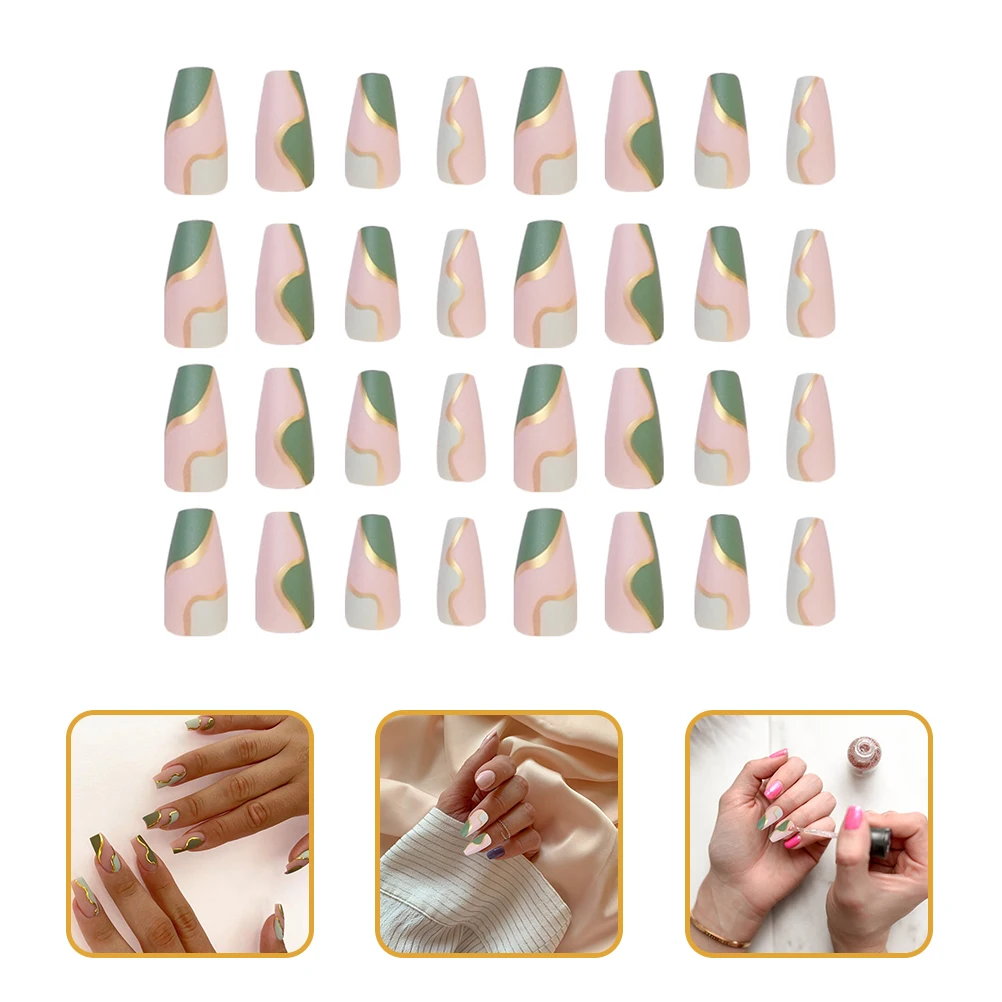 

48Pcs Fashion Press on Nails Elegant Colors Bright Long Lasting False Nails for Wedding Prom Dating False Nail