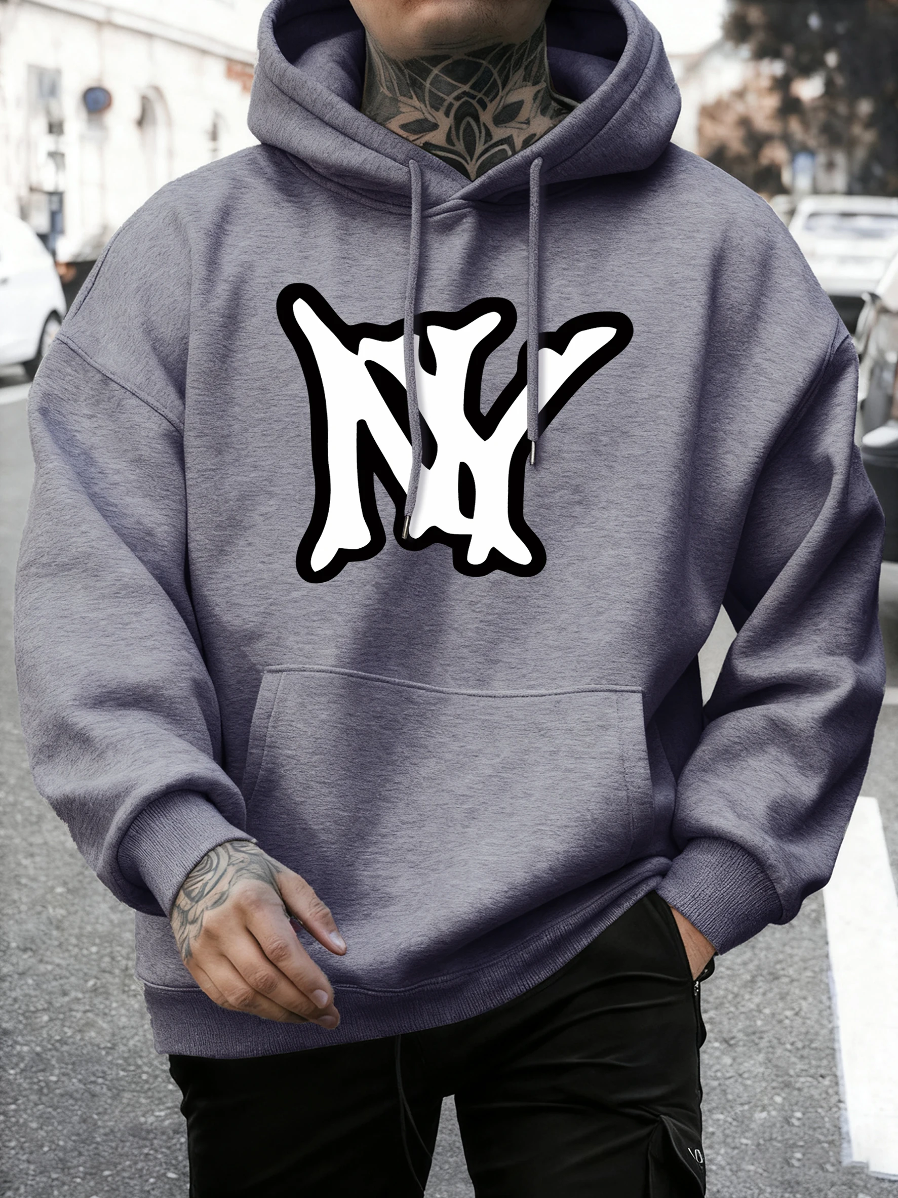 

Простая осенняя уличная толстовка с логотипом Ny, мужские теплые универсальные толстовки, спортивная уличная одежда для бега, модный мягкий топ с капюшоном