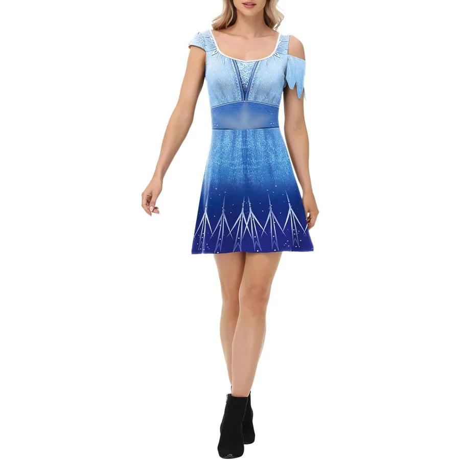 

Women's Patchwork Dress 3D Print Long Sleeve Crew Neck Costume for Adult Halloween Cosplay Party