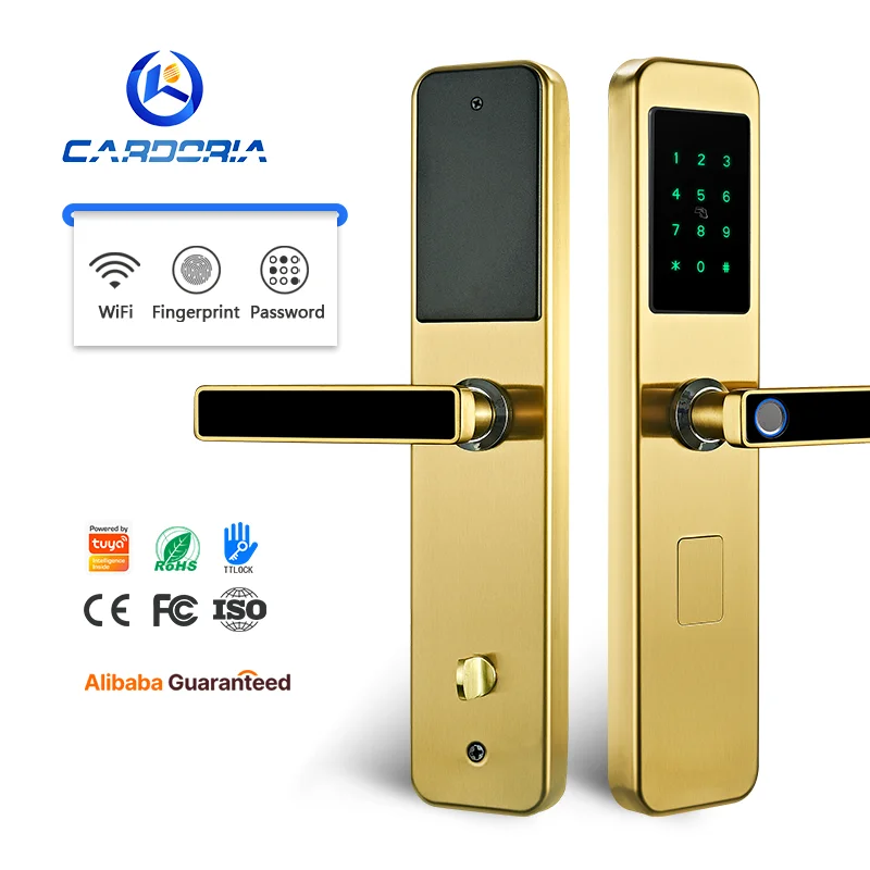 

Tuya Wifi App Digital Smart Door Lock Key Card Nfc Electronic Lock Waterproof Thumbprint Password Intelligent 6068 Mortise Lock