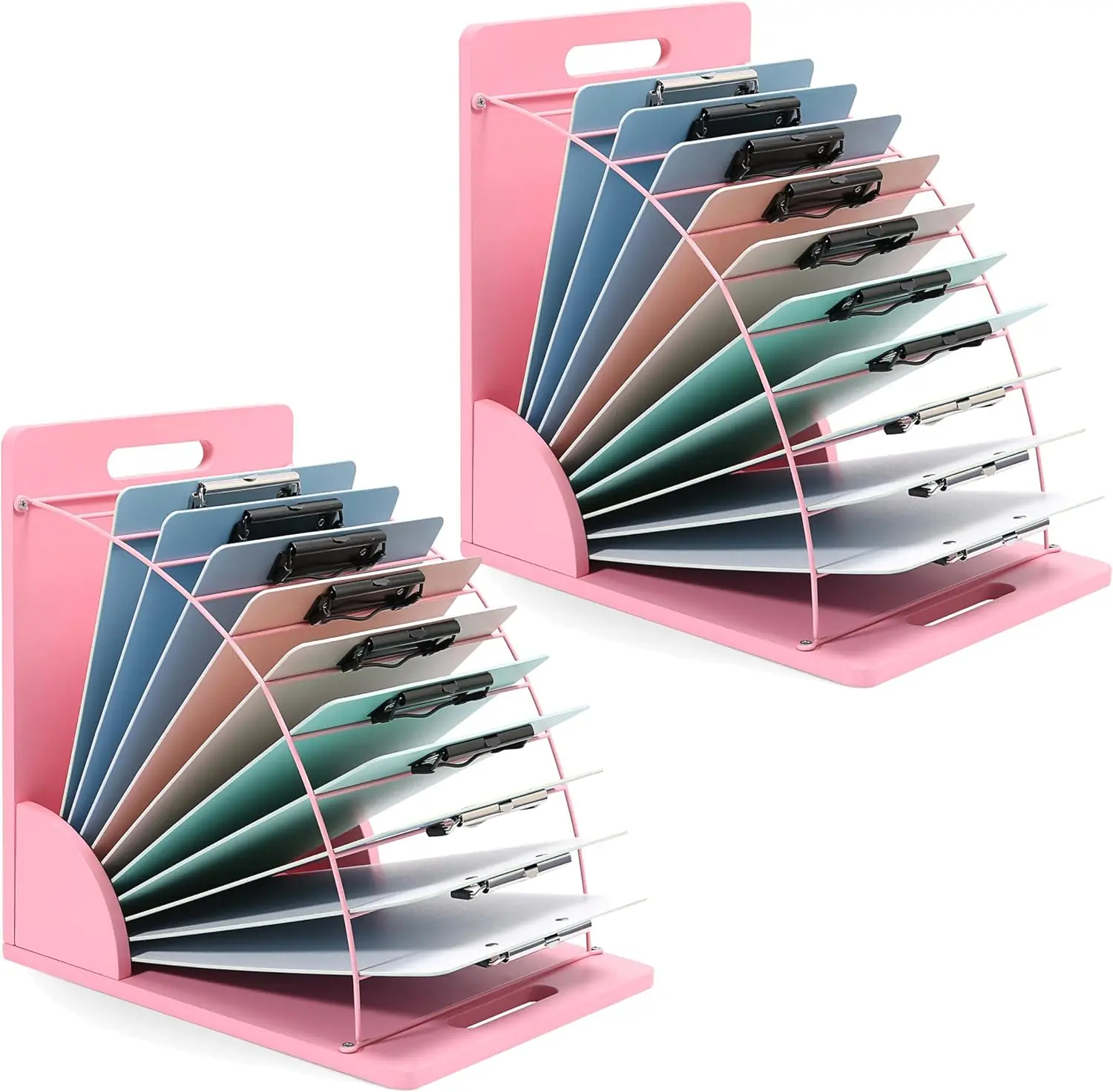 

Набор из 2 деревянных подставок для планшетов с 12 отделениями и металлической полкой для офиса, класса, канцелярских принадлежностей