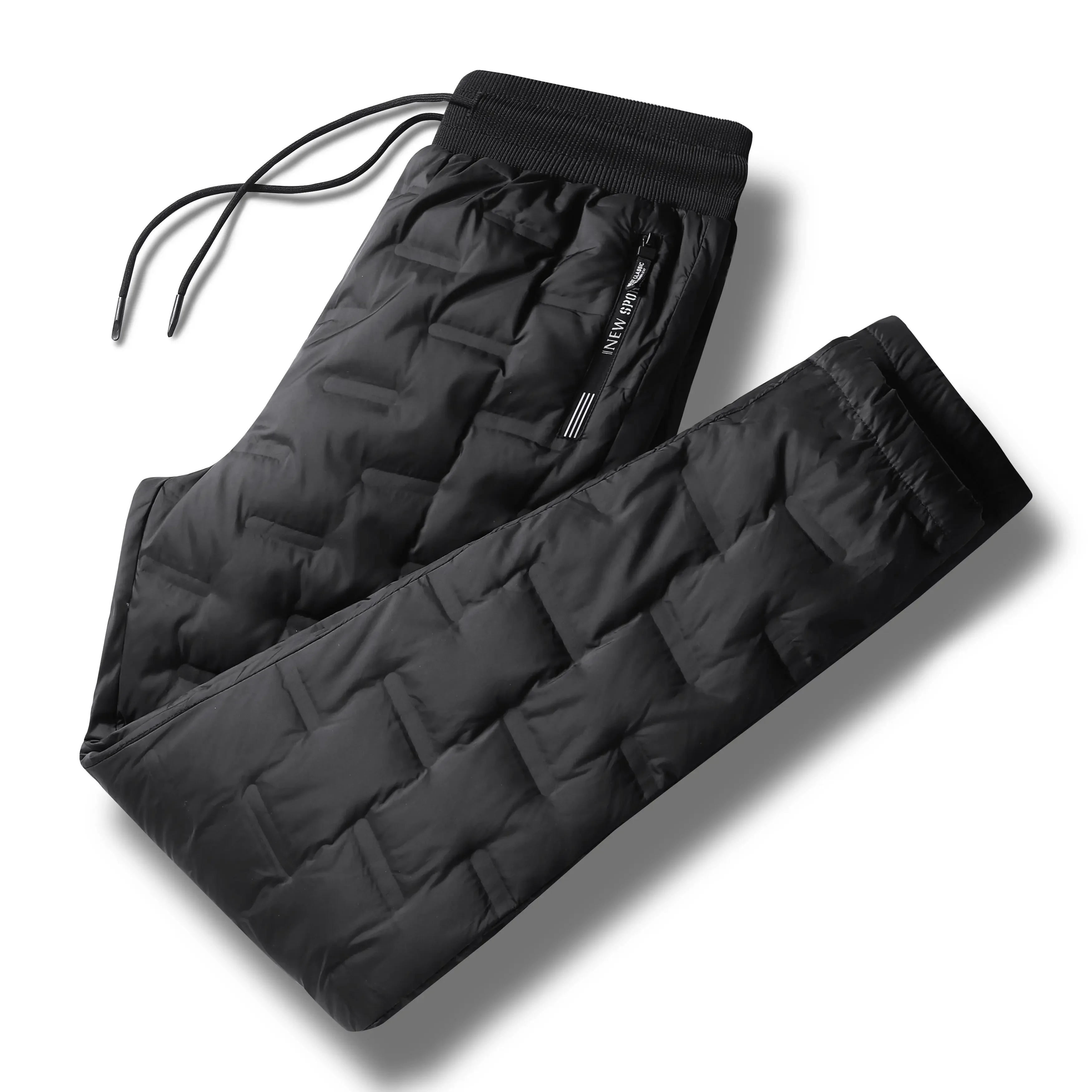 Winter New Fashionable Solid Color Waterproof Thickened Warm Down Pants for Men's Casual Loose Comfortable Sports Large Pants