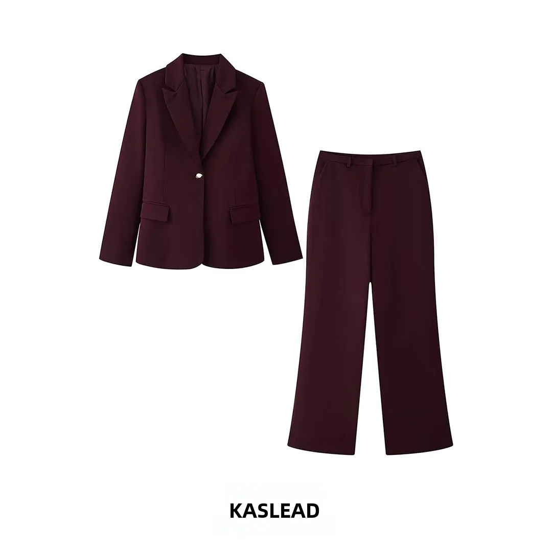 

KASLEAD Faionable женский костюм с мягкими плечами, облегающие повседневные брюки Jaet, уличная осенняя коллекция