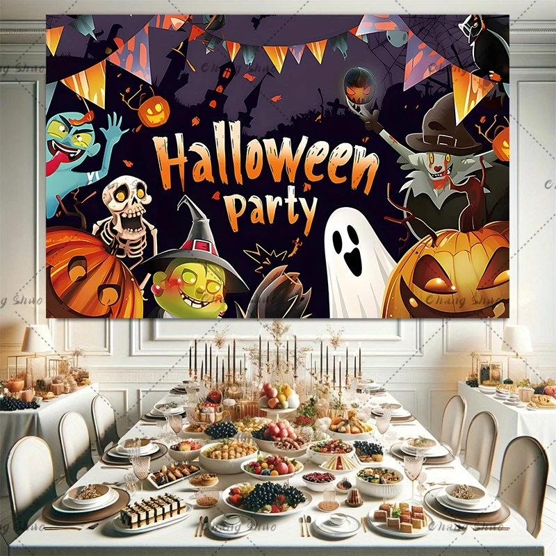 Halloween Night Party Backdrop Scary Skull Blood Pumpkin Lantern Zombie Ghost Witch Castle Baby Portrait Photography Background