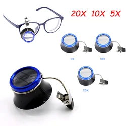 20X 10X 5X Eyeglass Magnifier Clip-On Eye Loupe Magnifying Lens Portable Eyepiece Process Operation Watchmakers Repair Tool
